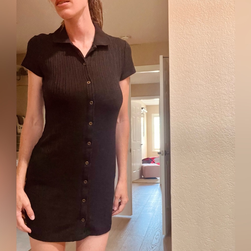 Women's Short Sleeve Bodycon Polo Dress - Wild Fable Black - Picture 12 of 14